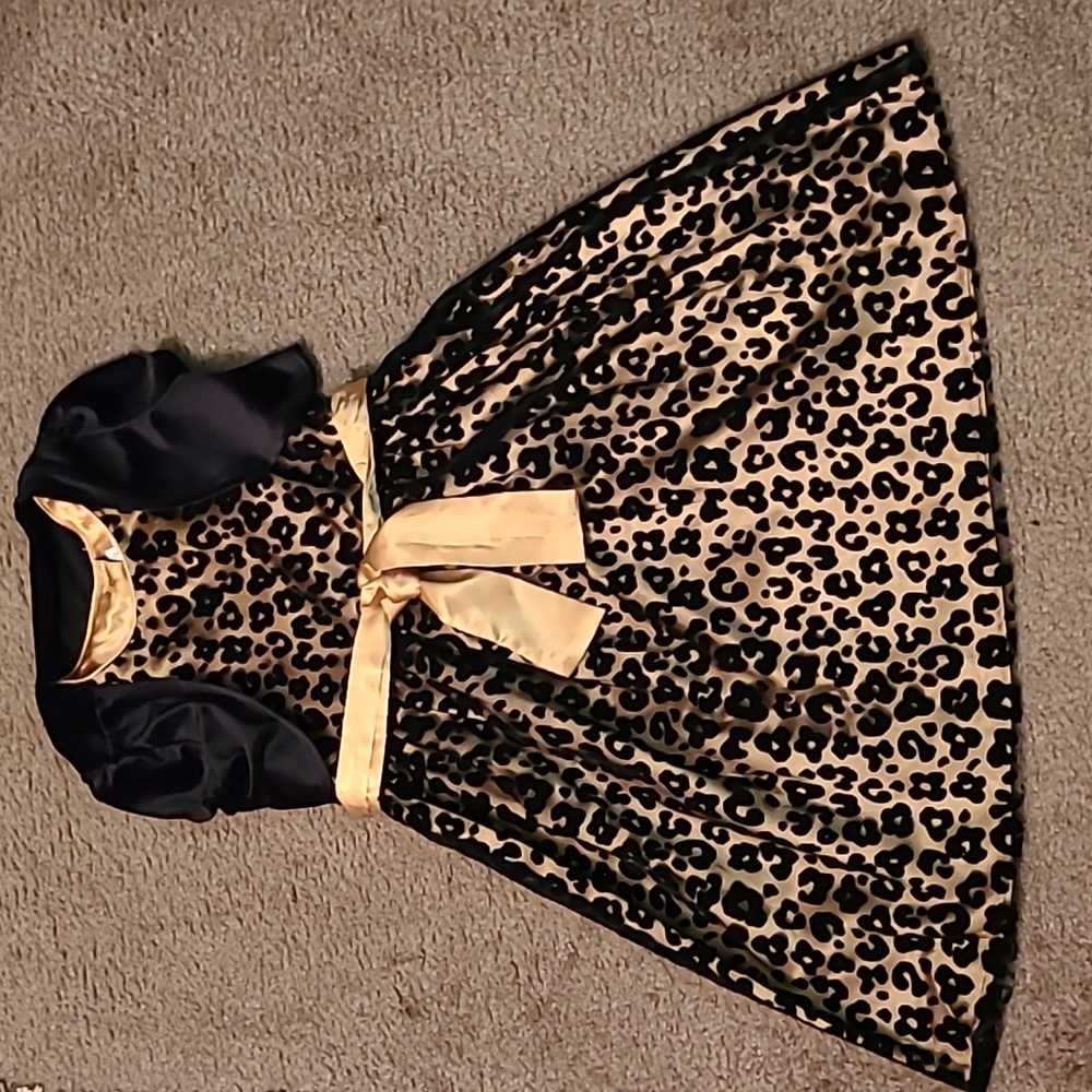 Black and Gold Leopard Accent Dress